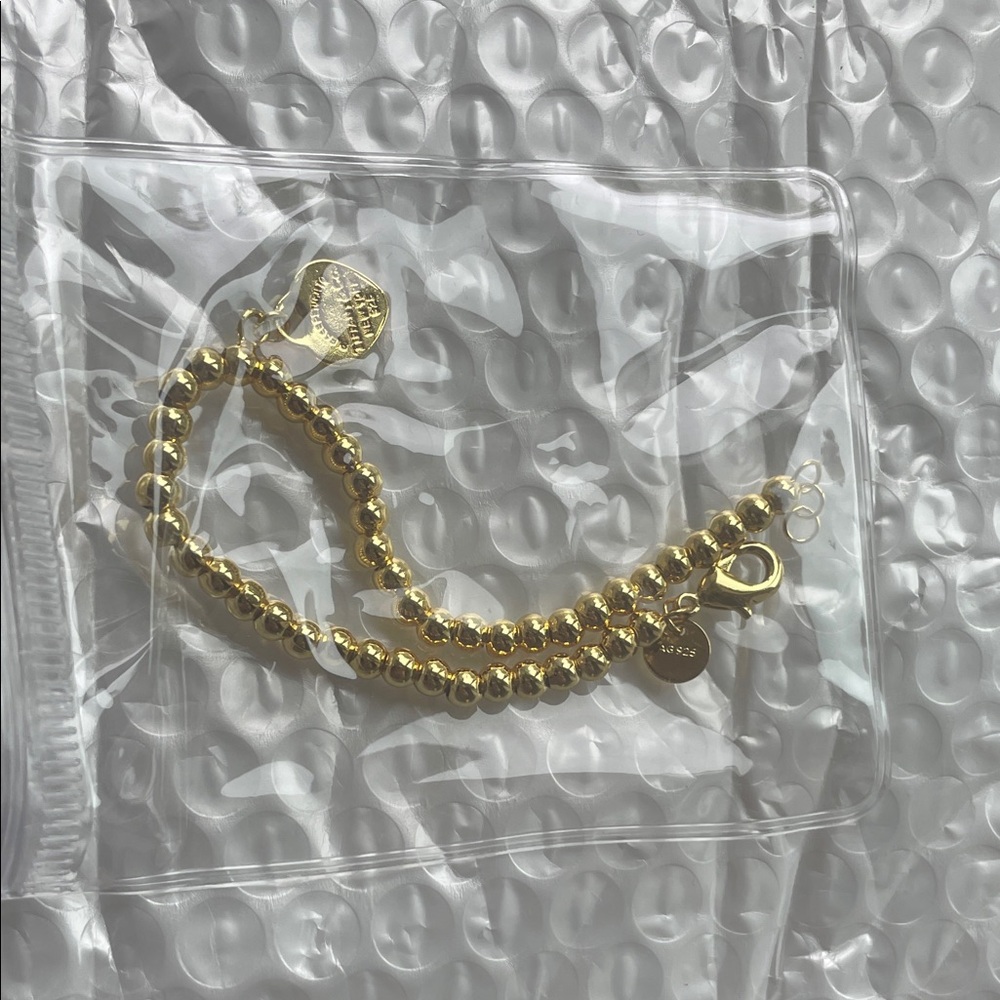 Tiff like gold plated stainless steel Beaded Bracelet